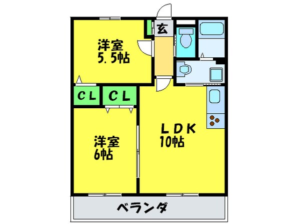 エスポワ－ルⅡＢ棟の物件間取画像